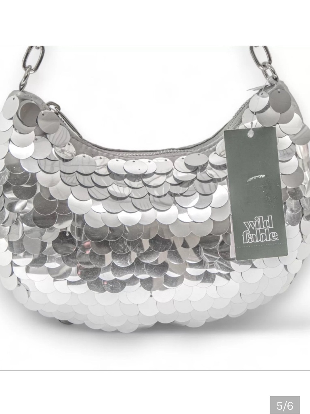 wild fable Silver Sequin Shoulder Bag